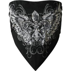 Design by Olivia Women's Sexy Paisley Print/Solid Bandana Tube Crop Top Shirt- Made in USA (Medium, Black Gothic Print 1 (Gothic)