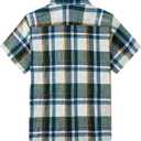 TUNEVUSE Boys Western Shirts Pearl Snap Short Sleeve Casual Plaid Button Down Kids Shirt 100% Cotton (Blue) 11-12Y  