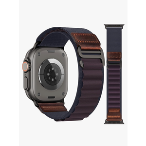 MRAIN-H Alpine Loop with Leather Design Compatible with Apple Watch Bands Ultra 3 2 1 (49mm) & Series 11 10 9 8 7 6 5 4 SE 3 2 1 (46mm 45mm 44mm), Soft Stretchy Nylon Sport Band for iWatch Men Women indigo