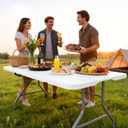 Folding Table 6FT 350 LBS Heavy Duty Foldable Table with 18% Thicker HDPE Waterproof Top, Portable Fold in Half with Handle, Reinforced Steel Frame for Indoor Outdoor Party Events