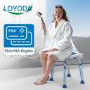 Loyoda FSA/HSA Eligible Heavy Duty Shower Chair for Inside Shower, 500lb Weight Capacity, Height-Adjustable Shower Bench with Padded Seat, Shower Stool Suitable for Elderly and Disabled