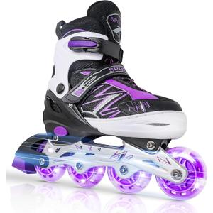 Adjustable Kids Inline Skates for Girls Boys Children Beginners, Inline Skates with Light Up Wheels for Kids and Youth for Indoor Outdoor Sports,medium