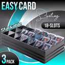 (3 Pack 18-Slot Toploder Trading Card Sorting Tray - Improved Design Compatible with Top Loaders, One Touch & Sleeved Cards