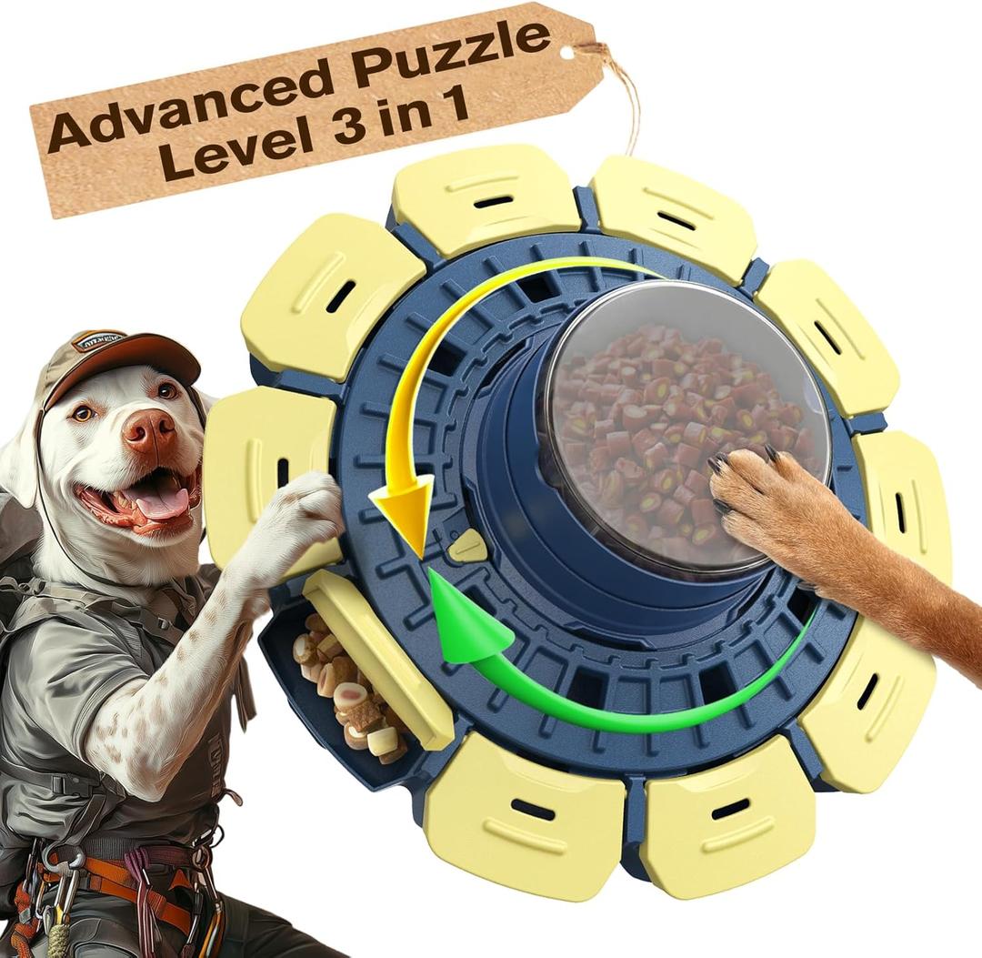 KADTC Level 3 in 1 Hard Dog Advanced Puzzle Toy for Smart Small/Medium/Large Dogs Difficult Challenging Food Puzzles Toys Slow Feeder Cognitive Intelligence Brain Mental Stimulation Mind Treat Game