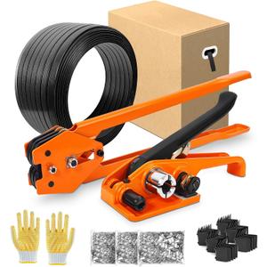 Heavy Duty Packaging Strapping Banding- Black Polyester PET Industrial-Grade, 1000' x 5/8" x 0.035" Pallet Strap Coil - 1400 lbs Break Strength