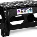 Delxo Folding Step Stool for Kids and Adults,15-Inch Extra Wide 9 Inch Height Heavy Duty Stepping Stool More Safe and Comfortable Non Slip Foldable Step Stool Black