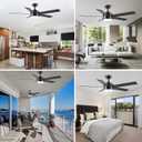 POCHFAN 52 inch Black Ceiling Fans with Lights and Remote Control, Noiseless Modern Ceiling Fan for Bedroom, Living Room, Dining Room, Dimmable 3CCT 6-Speed ETL Listed