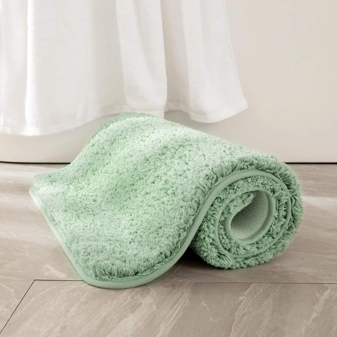 MIULEE Sage Green Bathroom Rugs, Soft Small Absorbent Microfiber Bath Rugs Non Slip Quick Dry Fluffy Bath Mats for Bathroom Floor Tub Showers, Machine Washable, 16x24 Inch
