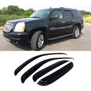 Tape-On Window Visors 4-Piece for 07-14 Chevy Tahoe/GMC Yukon Sun Rain Guard Shield Shade Smoke 94514 (Black)
