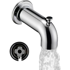 Slip-On Extra Long Tub Spout with Diverter, 1/2 Inch Slip Fit Connection, Chrome Plated