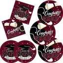 Gatherfun Graduation decorations 2026 Maroon Graduation Party Plates and Napkins Disposable Paper Plates Luncheon Napkins for Congrats Grad Party Decorations, Serve 50