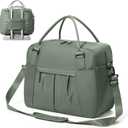Travel Duffel Bag with Shoe Compartment, Large Weekender Bags for Women with Trolley Sleeve for Airplane, Waterproof Carry on Bag Sport Tote Bags Hospital Holdalls, Green