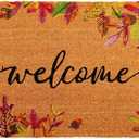 Juvale Fall Leaves Coir Welcome Mat - Indoor & Outdoor Fall Door Mat - Low Pile Dirt-Trapping Autumn Doormat - 36 x 24 in, Multi-Color