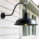 18 Inch Gooseneck Barn Light Outdoor, Large Matte Black Industrial Farmhouse Wall Light for Garage and Patio, ETL Listed, Weather-Resistant, E26 Base