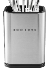 Home Hero Stainless Steel Kitchen Holder and Two Measure Spoons, Silver