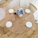 NLMUVW Round Tablecloth Vinyl with Elastic Edge, 100% Waterproof PVC Table Cover Flannel Backing Wipe Clean Table Cloth for Party Dining and Outdoor, Wood, 45"- 56"