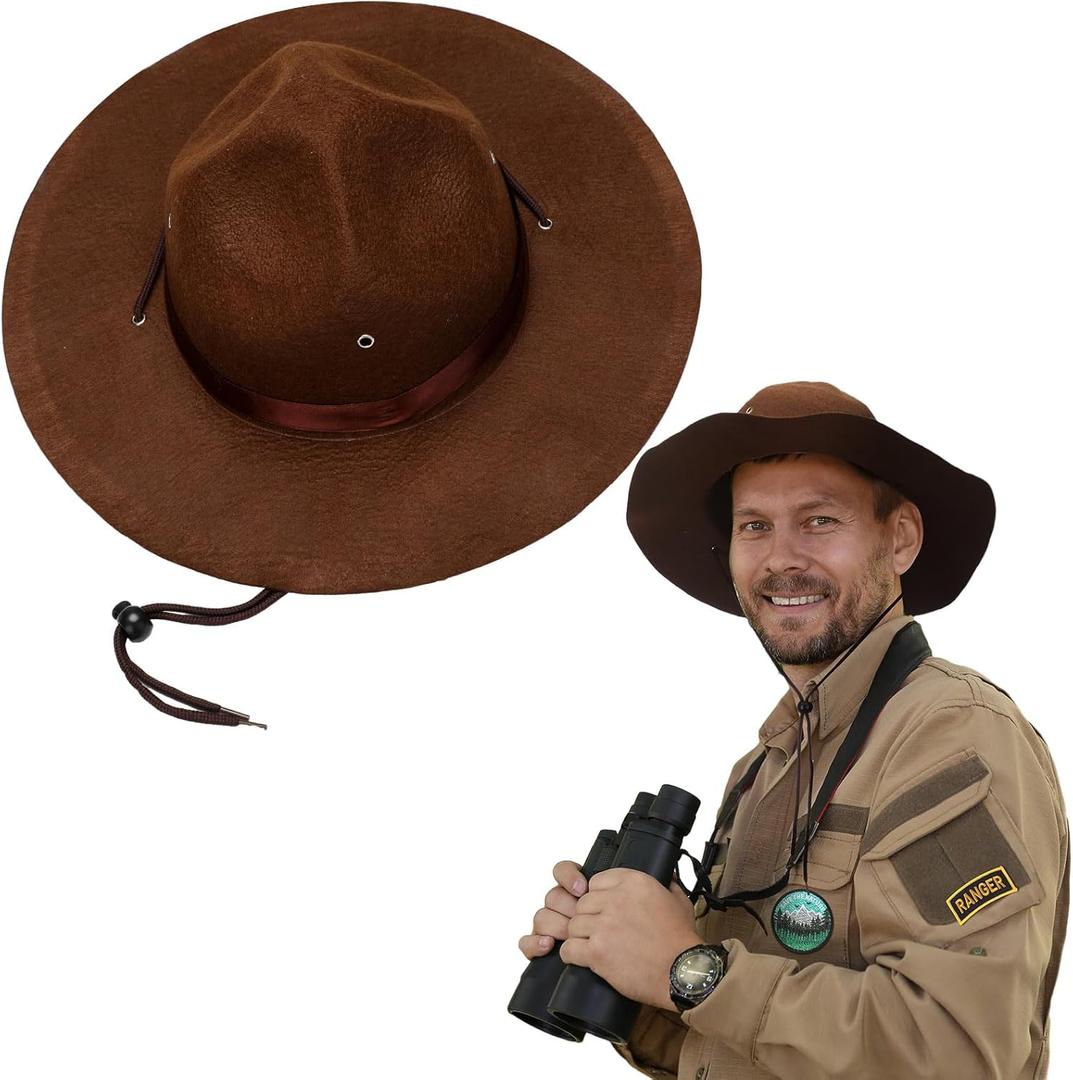 Mepase 5 Pcs Halloween Park Forest Costume Accessories Adult Forest Hat Cap and Army Iron Patches Explore Outdoors Save the Nature Embroidery Patches for Jackets Backpacks Jeans