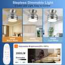42 Inch Ceiling Fans with Lights and Remote, Brushed Nickel Low Profile Ceiling Fan with Light, Flush Mount, Reversible, 6 Speeds, 3CCT Dimmable, Bedroom Indoor/Covered Patios Use