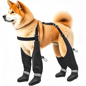Suspender Dog Boots for Large Dogs, Tall Waterproof Dog Rain Booties, Anti-Slip Snow Dog Shoes Leggings, Adjustable Paws Protector for Outdoor Dogs Walking Hiking (L)