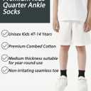 Kids Quarter Ankle Socks for Boys Girls Youth 10 Pack,Seamless Athletic Soft Cotton Socks for Sport School  (Black, L)