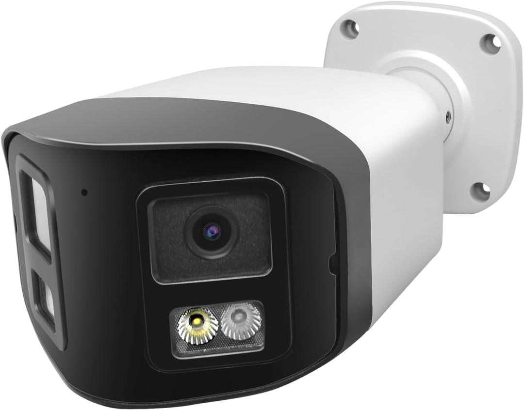 4MP Dual Lens PoE IP Security Camera with 180 Ultra Wide Viewing Angle, 2-Way Talk, Human Detection, SD Card Slot(256GB), Full Color/EXIR2.0 Night Vision, Compatible with Third-Party NVR and Software