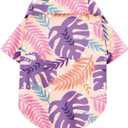 Hawaiian Dog Shirt – Lightweight and Breathable Summer T-Shirt with Tropical Prints, Fun Beach Outfit for Small, Medium, and Large Dogs, Perfect for Hot Days and Outdoor Vacation.Palm Leaves L