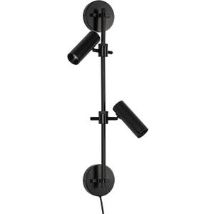Plug in Wall Sconces, Black 2 Lights Rotatable Wall Lamp with Switch Cord Wall Mounting Lighting Fixtures for Bedroom Living Room (Bulb Included)