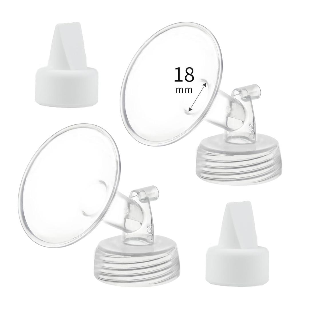 18mm Flange and Duckbill Valve Compatible with Spectra S1 S2 9 Plus Breastpump Replacement to Spectra Pump Parts, Not Original, Replace Spectra Accessories.