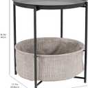 Amazon Basics Round Storage End Table, Nightstand for Bedroom or Living Room, Easy Assembly, with Cloth Basket, Charcoal/Heather Gray, 17.7 x 17.7 x 18.9 in | Side Table, with Cloth Basket, Storage