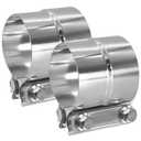Exhaust Clamp, 2.5 inch Exhaust Clamps, Muffler Clamp 304 Stainless Steel, Exhaust Band Clamps for 2.5" OD to 2.5" ID Pipes(2pcs).