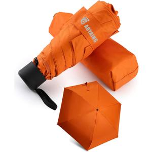 GAOYAING Small Mini Umbrella with Case Light Compact Design Perfect for Travel Lightweight Portable Parasol Outdoor Sun & Rain Umbrellas 34 Inches (B1.6 Lava Orange)