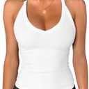 iGENJUN Womens Spaghetti Strap V-Neck Ribbed Tank Tops for Women 2025 Slim Fitted Soft Camisole Basic Layering Shirts Size M