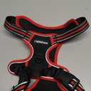 rabbitgoo Dog Harness No Pull with 2 Leash Clips, Adjustable Soft Padded, Reflective Oxford No Choke Pet Vest with Easy Control Handle for Medium Sized Dogs, Black & Red, M