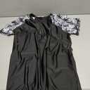 COOTRY Womens Plus Size Rash Guard Short Sleeve Swim Shirt UPF 50+ Sun Protection Zip Swimsuit Tops Black + Leaves 2XL