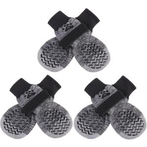PUPTECK Non-Slip Dog Socks Double Sides Grips for Hardwood Floors Prevents Licking, Dog Shoes for Hot Pavement Booties for Senior Small Medium Large Dogs (Medium (Pack of 6), Grey)