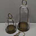 5" & 4" Wide Versatile Metal Candle Holder with Handmade Sturdy Glass Dome in Brass for Pillar Candle & Plants, 5.1" xH11.8 4" xH7.5, Industrial, Farmhouse, Shabby Chic. (2, Brass, Large & Small)