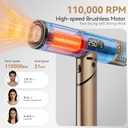 Professional Ionic Foldable Hair Dryer, Brushless Motor 110,000RPM Powerful 1600W Fast Drying Low Noise Blow Dryer with 2 Concentrator Nozzle 1 Diffuser Attachments for Home Salon Travel