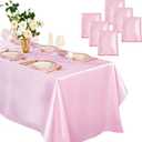 Horbaunal 6 Pack Light Pink Satin Tablecloth 60 x 102 Inches Rectangle Satin Table Cover Bright Silk Table Cloth Smooth Table Decoration for Wedding Party Banquet