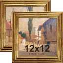 KTKDE 12x12 Picture Frame Set of 2, Ornate Vintage Gold Photo Frames 12 x 12 Antique Photo Frame for Rustic Gold Wall Decor Display Retro Home Decor best gift
