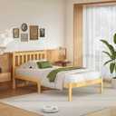 Askeld Wood Twin Bed Frame with Headboard, 14 Inch High Solid Bamboo Platform Bed No Box Spring Needed, Mid-Century Heavy Duty Bedframe, Easy Assembly, Noise Free