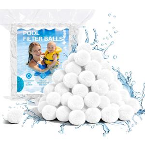 1.5 lbs Pool Filter Balls for Sand Filters, Reusable Pool Sand Filter Ball (Replaces 50 lbs of Sand), Efficient & Lightweight Pools Sand Filters Balls for Swimming Pools, Filter Pumps (White, 1.5lbs)