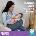 Boppy Nursing Pillow, Cotton Muslin Ergonomic Breastfeeding Support Pillow | Bottle & Breastfeeding Pillow, High Lift & Firm Support, Water-Resistant, Washable Cotton Muslin Cover - Slate Blue