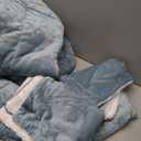 Amazon Basics 3-Piece Ultra-Soft Micromink Sherpa Bedding Set, Warm All Season Comforter, Full/Queen, Tide Pool Blue