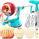 Apple Peeler Corer, 5 In 1 Apple Peeler Slicer Corer with Stainless Steel Blades and Powerful Suction Base for Apples and Potatoes(Teal)