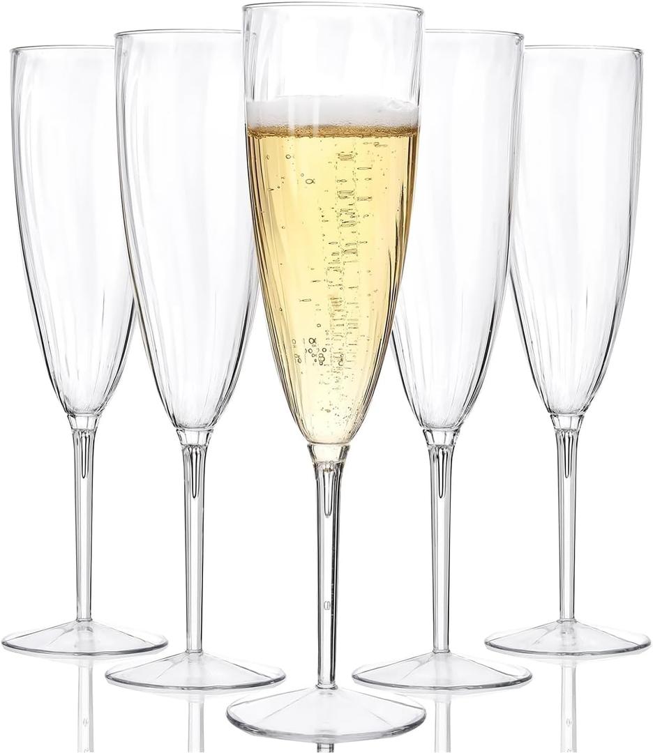 WDF 36PCS Clear Champagne Flutes Plastic - 6 OZ Clear Disposable Champagne Flutes Party Supplies for Wedding/Birthday/Parties