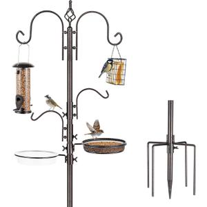 ERYTLLY Bird Feeding Station Kit Bird Feeder Pole Wild Bird Feeder Hanging Kit Planter Hanger Multi Feeder Hanging with Metal Suet Feeder Bird Bath for Attracting Wild Birds (91 Inch)