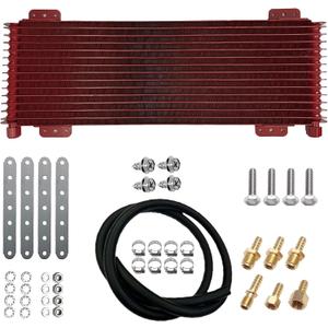 Low Pressure Drop Transmission Oil Cooler 40k Transmission Oil Cool Compatible For Heavy Duty 40,000 GVW Max Low Mounting Hardware Towing Applications and Advanced Cooling Protection LPD47391 (Red)
