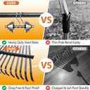 Rake, Gardening Rakes for Leaves Lawns Heavy Duty, 79 in Leaf Rake with 25 Clog-Free Tines, 18.5 Wide Large Head, Metal Garden Tools for Yard Quick Cleanup Garss, Debris, Detachable for Camping