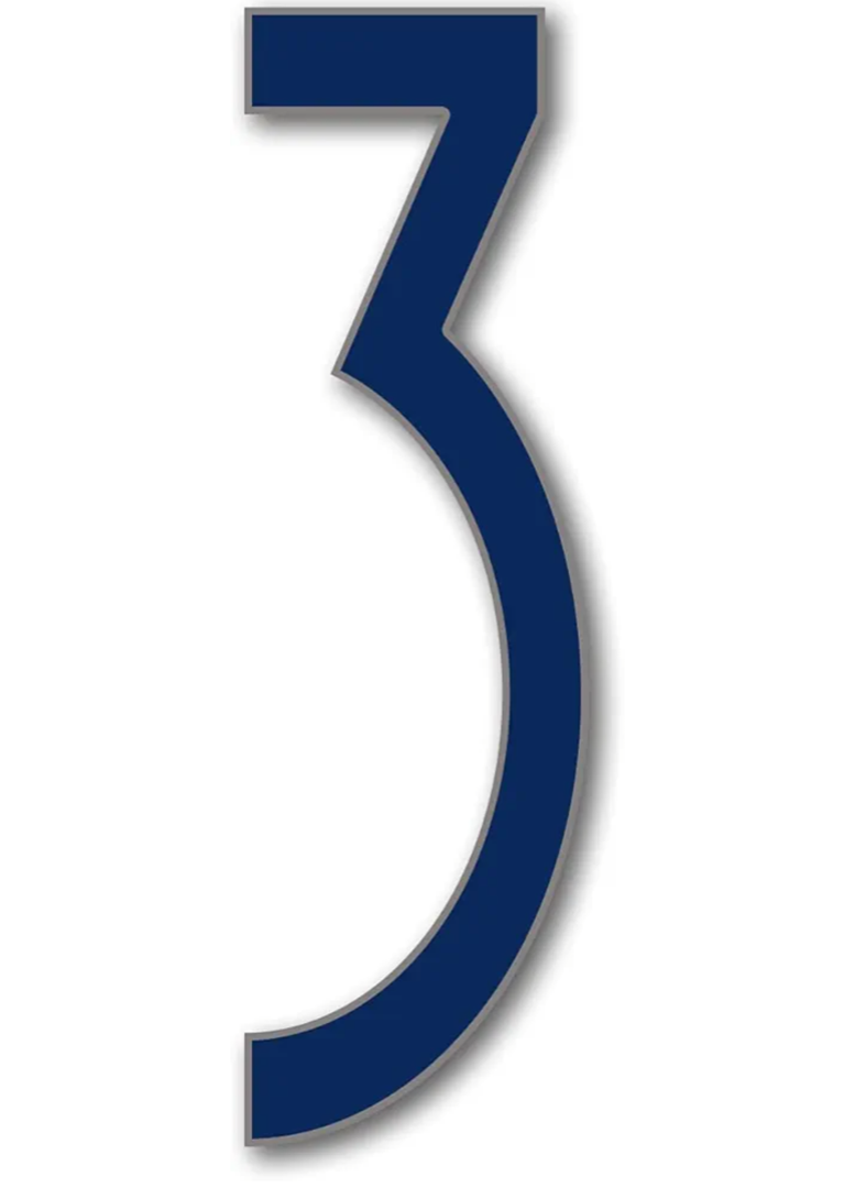 House Number 3 AVENIDA Door Numbers Modern Floating House Number Acrylic incl. Fixings, Colour: Navy, Size:25cm / 9.8'' / 250mm