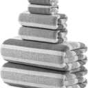 REDKISS Ultra Soft Bath Towel Sets 6-Piece 35"x70" | 100% Microfiber, Highly Absorbent & Quick Dry | Gray Towels for Bathroom, Spa, Gym | 2 Bath, 2 Hand, 2 Washcloths